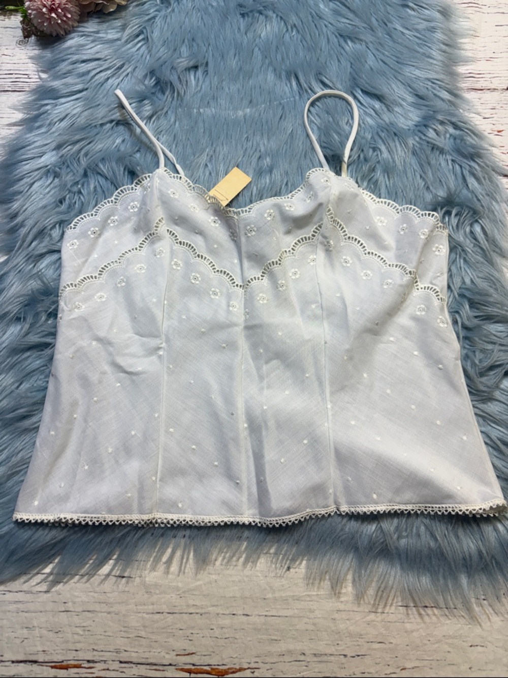 NWT Vintage Lady Lynne Union Made Lace White Cami Sz M